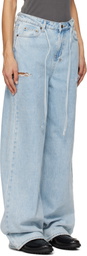 Ksubi Blue Baggy Rollin Kut Out Jeans