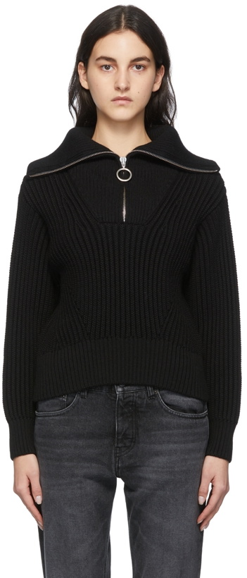 Photo: AMI Alexandre Mattiussi Black Zip Collar Sweater