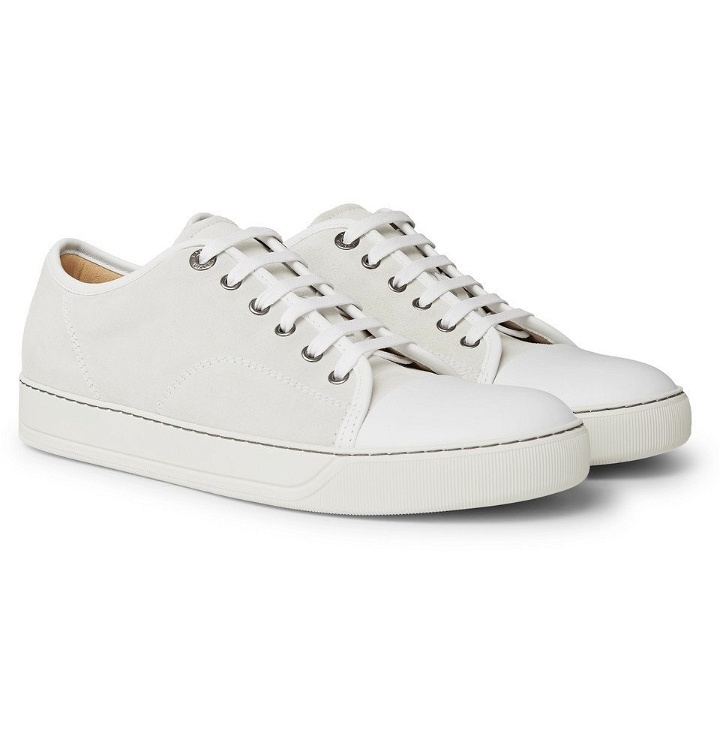 Photo: Lanvin - Cap-Toe Suede and Leather Sneakers - Men - Off-white