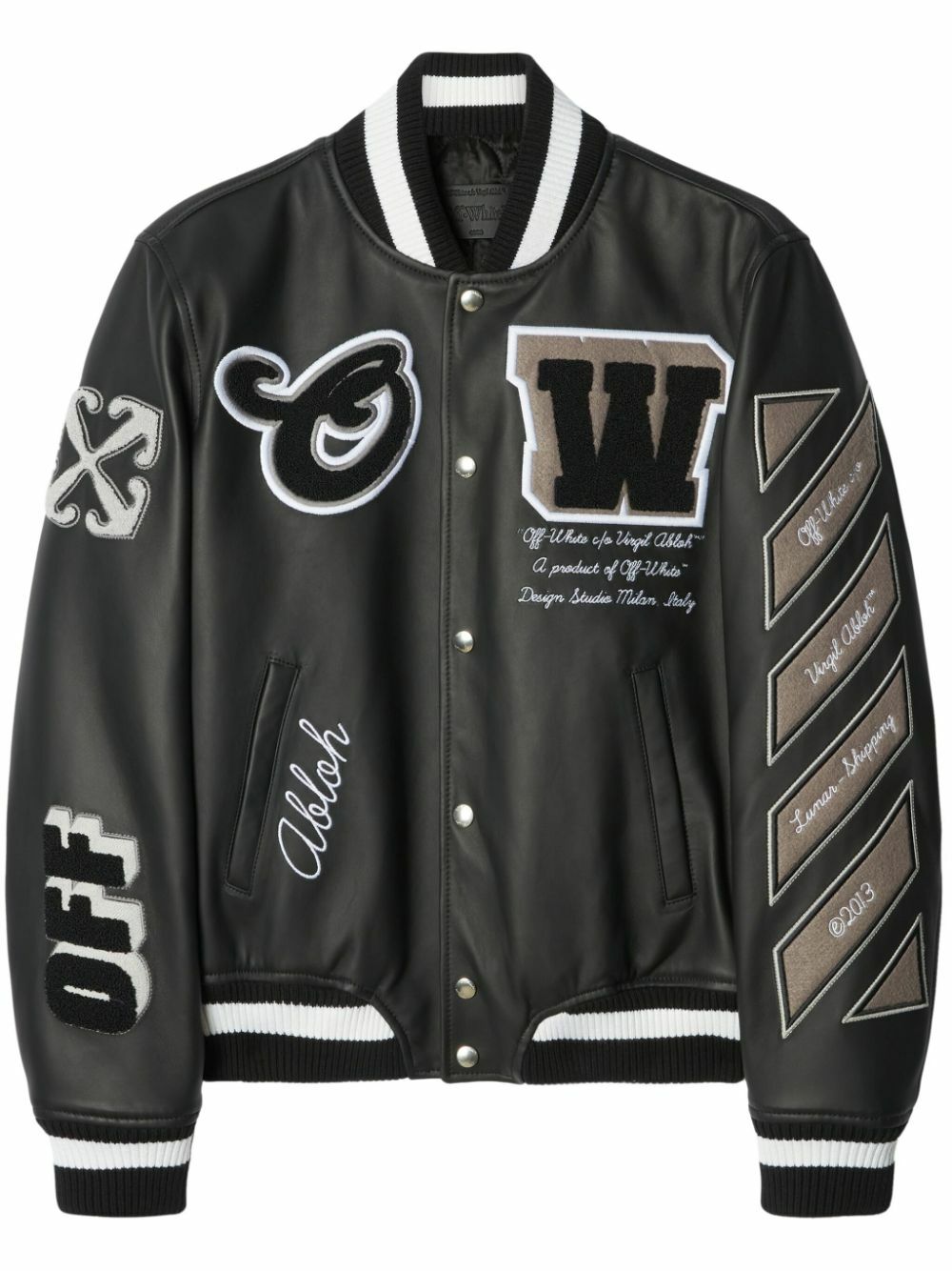 OFFWHITE Leather Varsity Jacket OffWhite