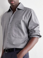 Stòffa - Spread-Collar Brushed Cotton Woven Shirt - Gray
