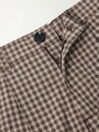 Oliver Spencer - Leaman Straight-Leg Pleated Checked Cotton-Blend Shorts - Brown