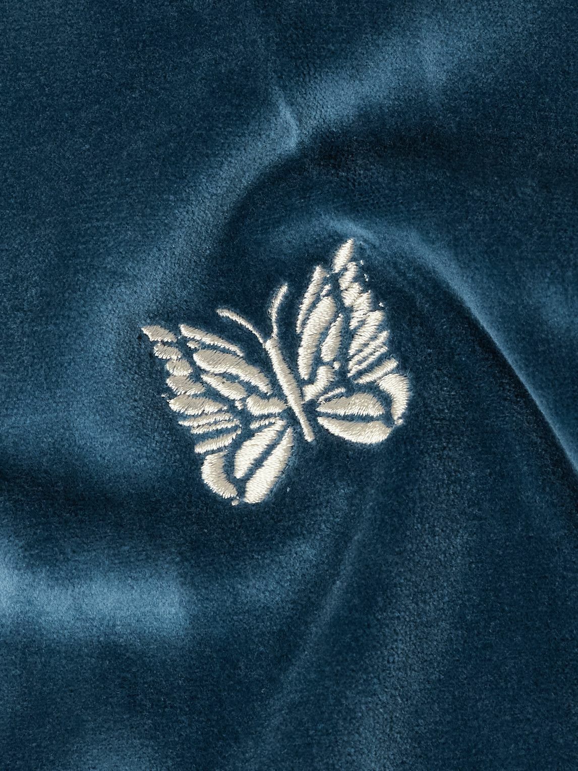 トップス NEEDLES Pullover Shirt - Velour Jersey Needles - Embroidered Velour T-Shirt - Black Needles