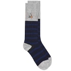 Folk Men's Striped Socks in Navy