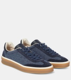 Loro Piana Tennis Walk suede-trimmed denim sneakers