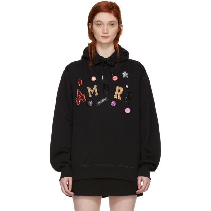Photo: Dolce and Gabbana Black Amore Sequin and Jewel Hoodie