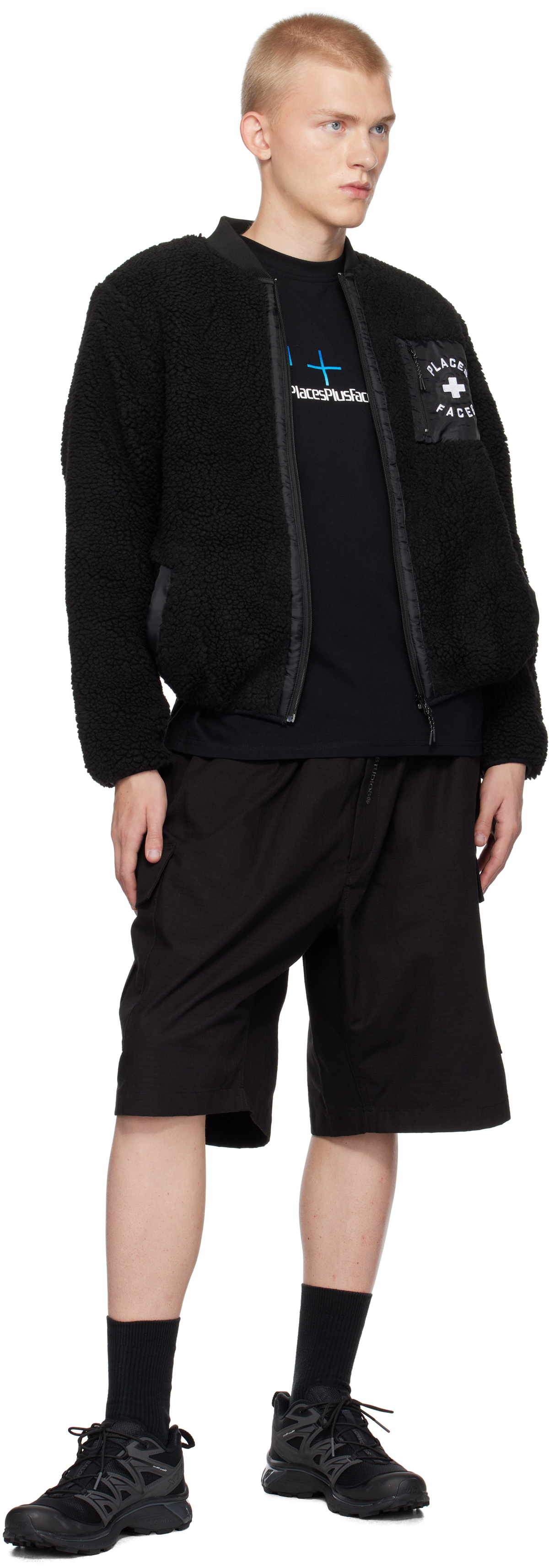 PLACES+FACES Black 'P+F' Sherpa Jacket
