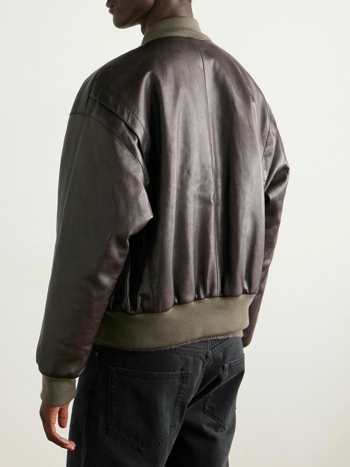 The Row - Setsen Full-Grain Leather Bomber Jacket - Brown