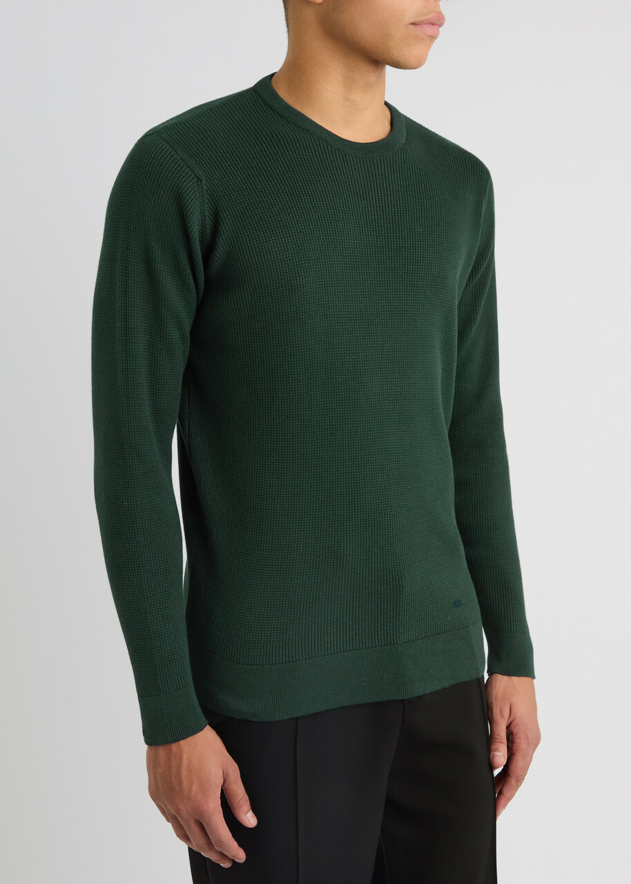 John Smedley Calix Waffle-knit Cotton Jumper Dark Green