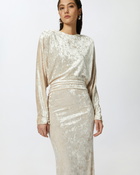 Pinko Long Velvet Dress With Open Back Vanilla Ice Cream White