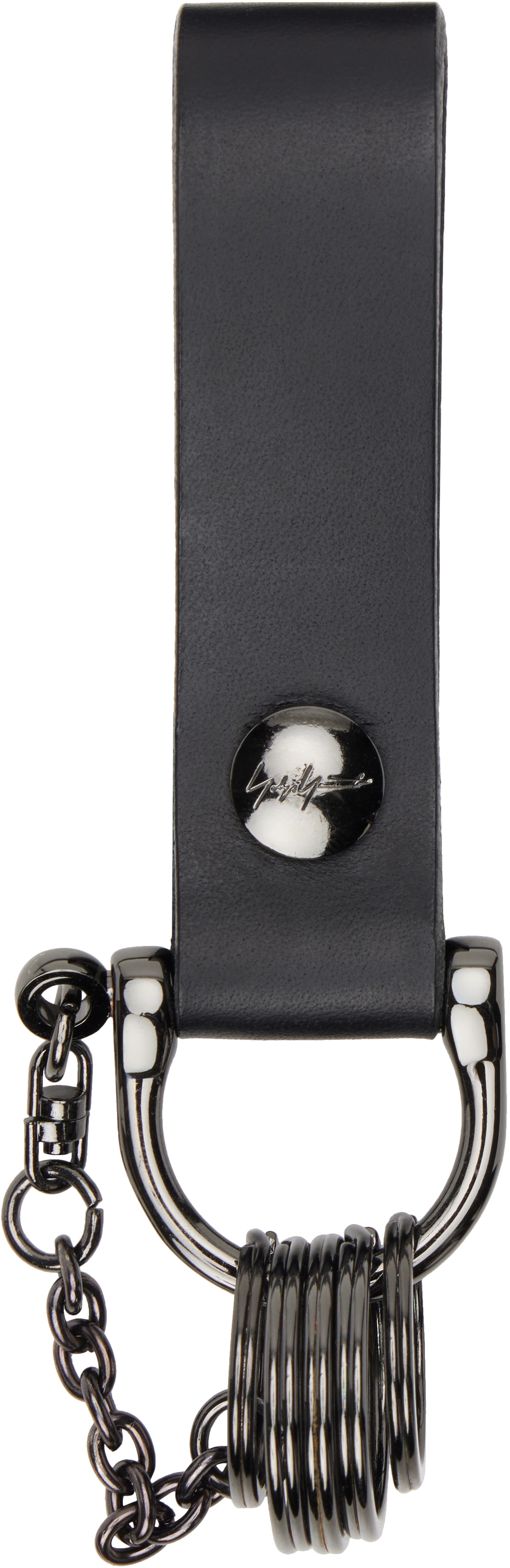 YOHJI YAMAMOTO Black Leather Keychain