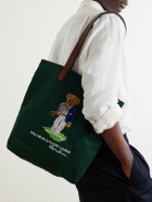 Polo Ralph Lauren - <ul> <li>Wimbledon Embroidered Leather-Trim Medium Cotton Tote Bag</li> </ul>