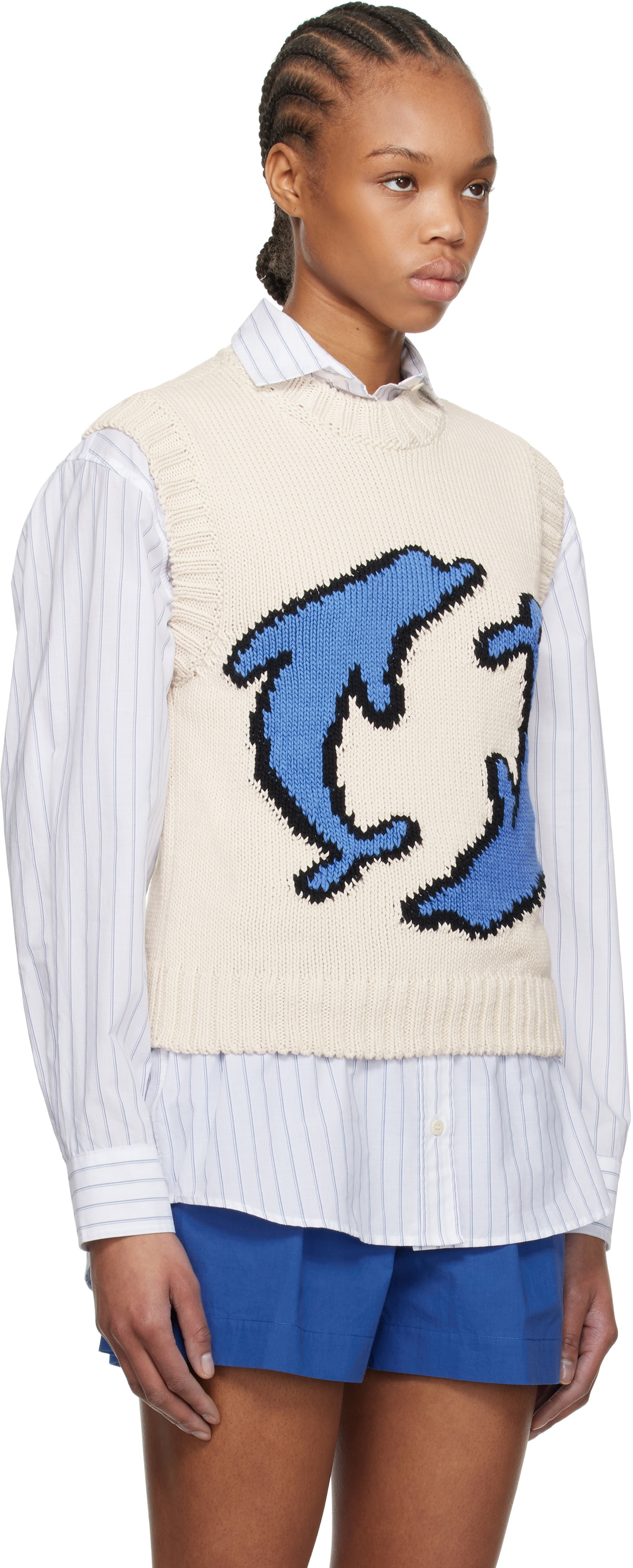 MSGM Off-White Jacquard Vest
