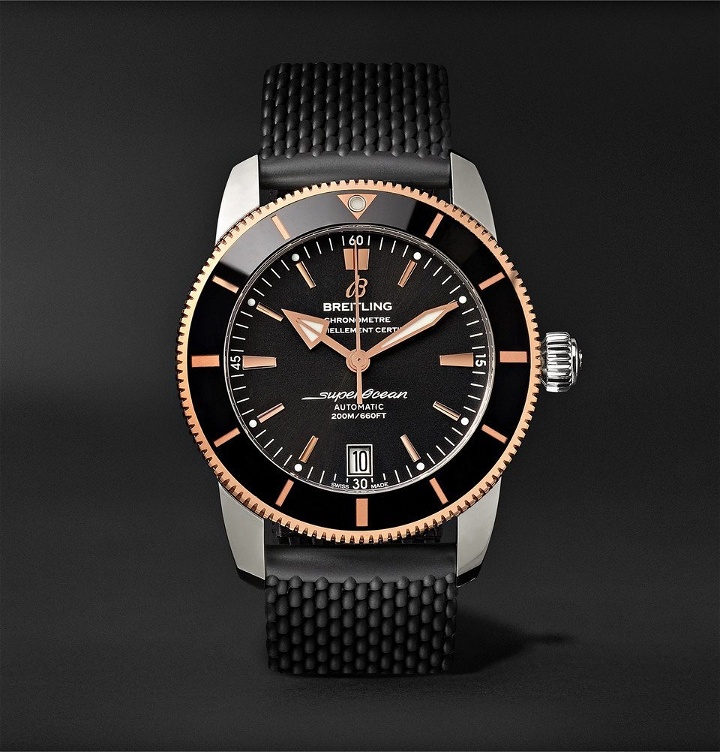 Photo: Breitling - Superocean Héritage II B20 Automatic 42mm Stainless Steel, Red Gold and Rubber Watch - Black