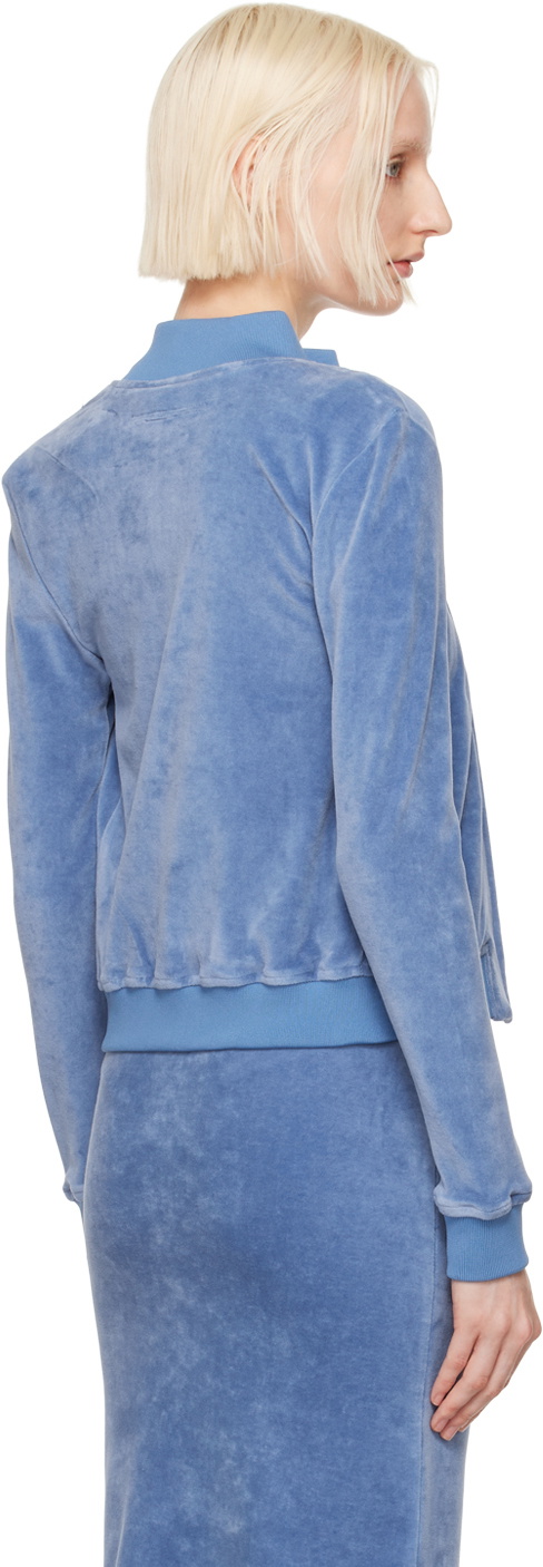 Pushbutton Blue Crop Zip-Up Track Jacket