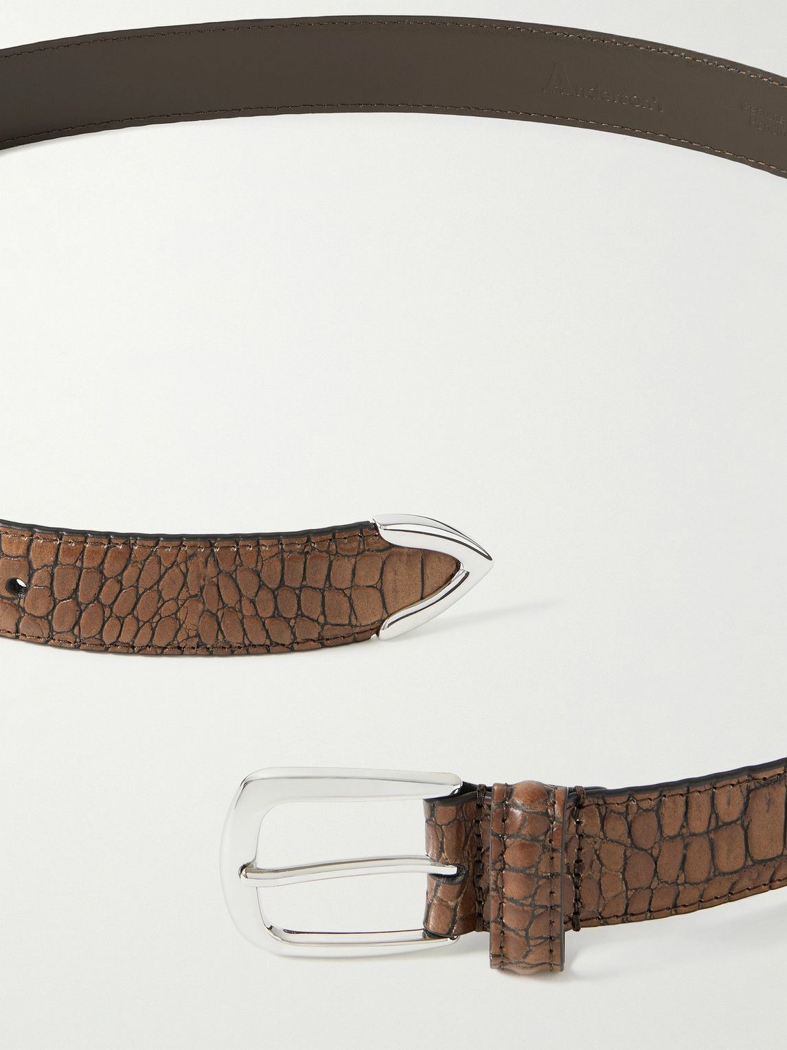 Anderson's - 3cm Croc-Effect Leather Belt - Brown