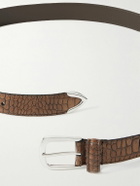 Anderson's - 3cm Croc-Effect Leather Belt - Brown