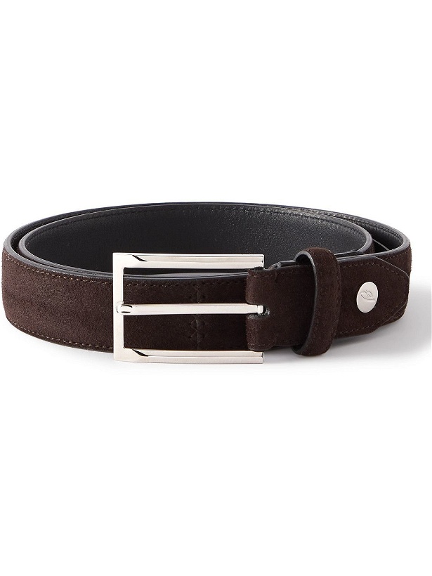Photo: Brioni - 3cm Reversible Leather and Suede Belt - Brown