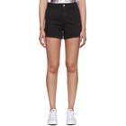 MSGM Black Washed Denim Micro Logo Shorts