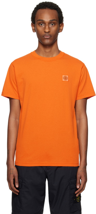 Photo: Stone Island Orange Fissato Garment-Dyed T-Shirt