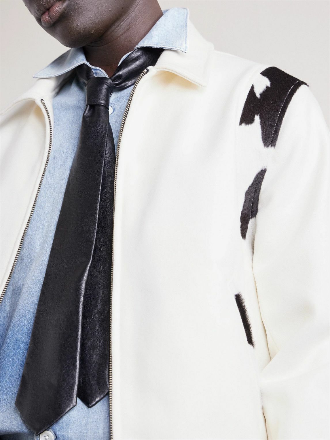 Golden Bear - The Hayes Cow-Print Wool-Blend Varsity Jacket - White