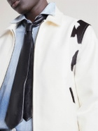 Golden Bear - The Hayes Cow-Print Wool-Blend Varsity Jacket - White