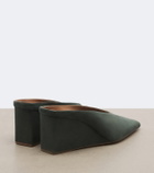 Alaïa Cube suede wedge mules