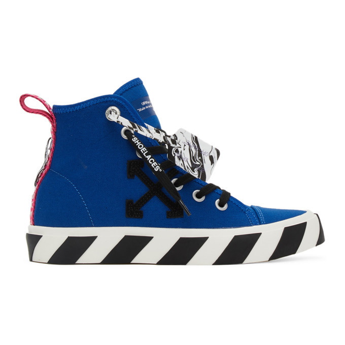 Photo: Off-White Blue and Black Mid-Top Vulcanized Sneakers