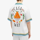 Casablanca Men's Casa Way Short Sleeve Silk Shirt in White