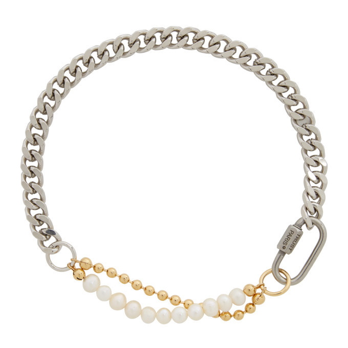 Photo: IN GOLD WE TRUST PARIS Silver and Gold Pearl Cuban Link Choker