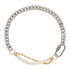 IN GOLD WE TRUST PARIS Silver and Gold Pearl Cuban Link Choker