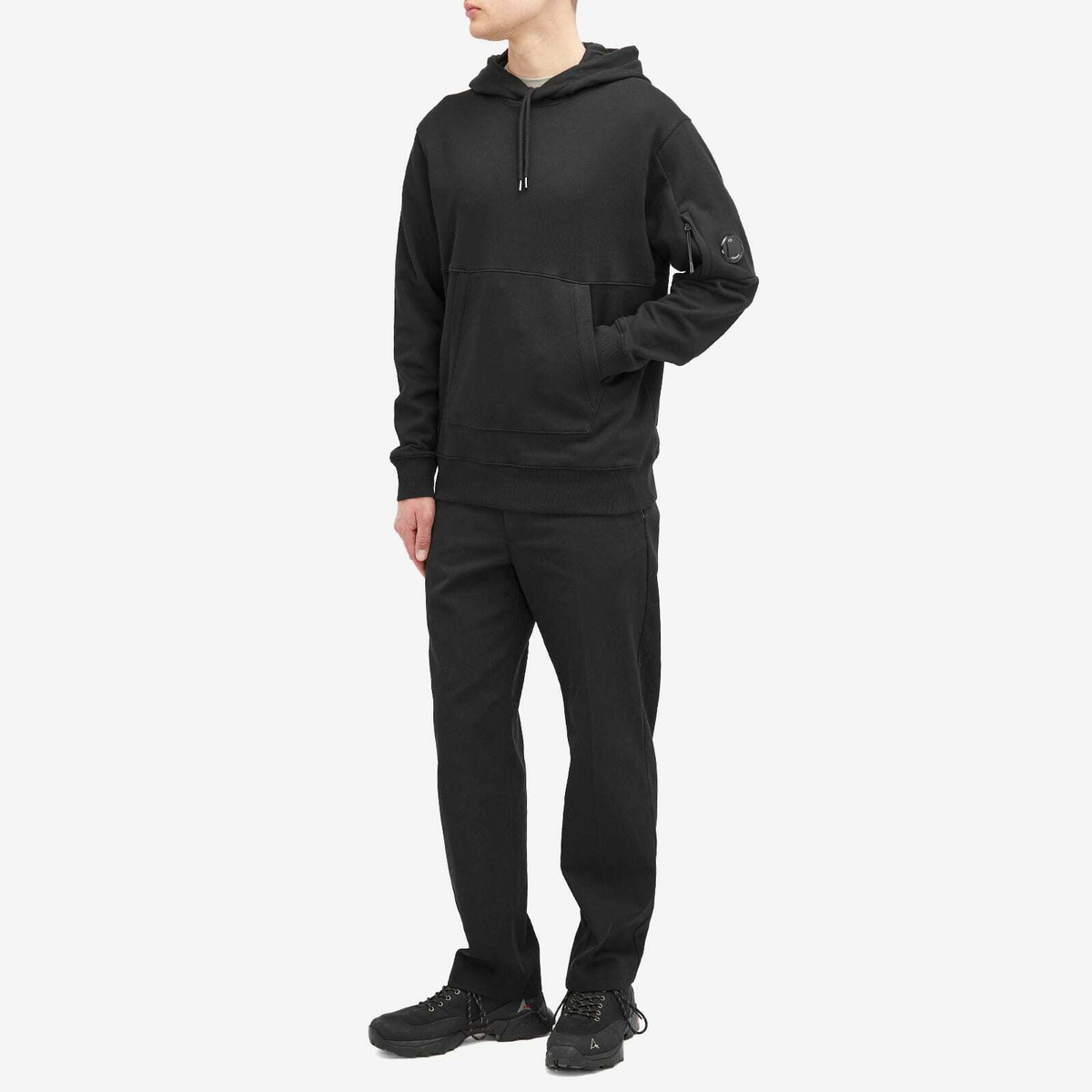 C.P. Company Men's Diagonal Raised Lens Hoody in Black C.P.