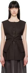 AMOMENTO Brown Oversized Button Up Vest