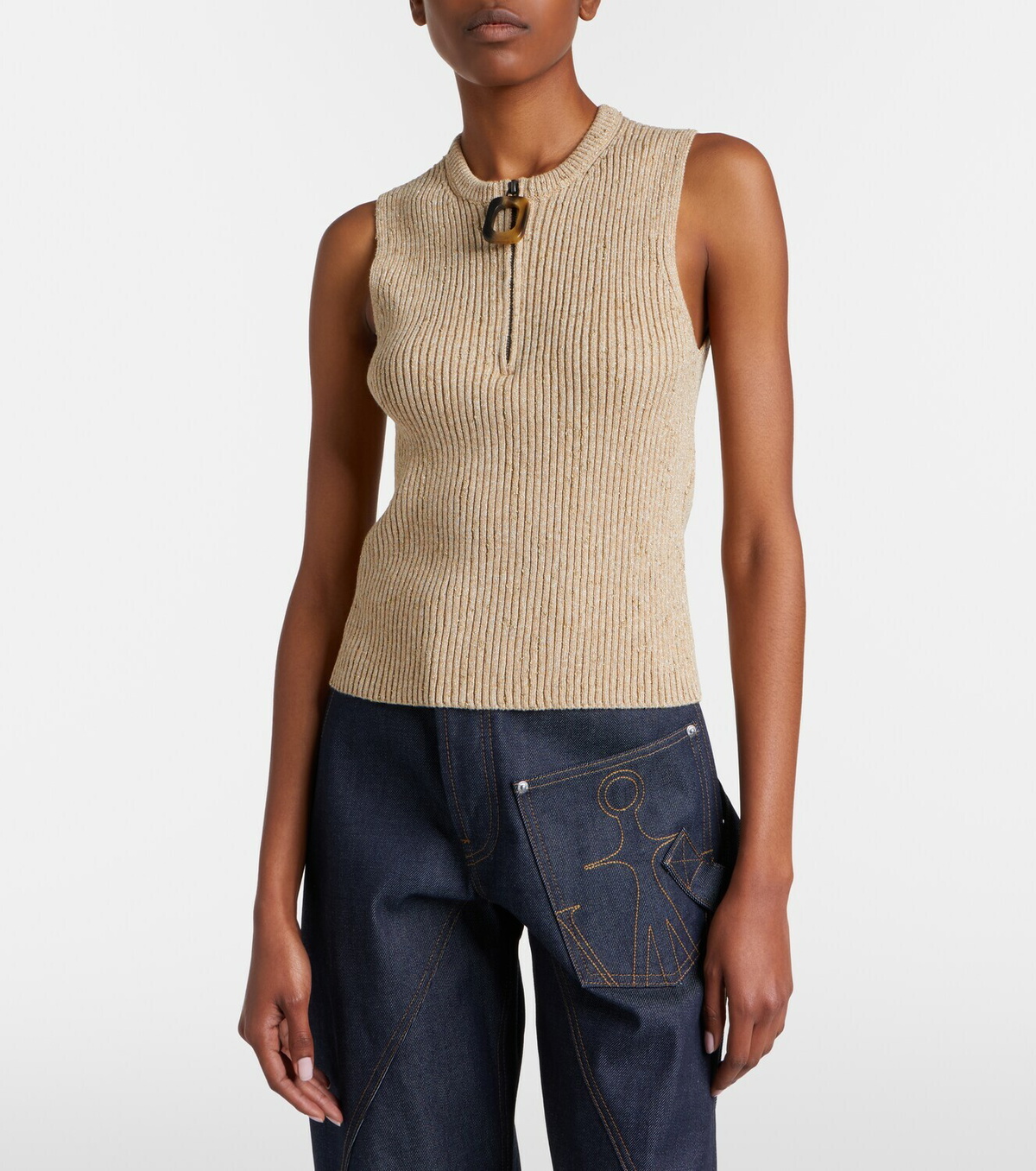 JW Anderson Ribbed-knit cotton-blend tank top