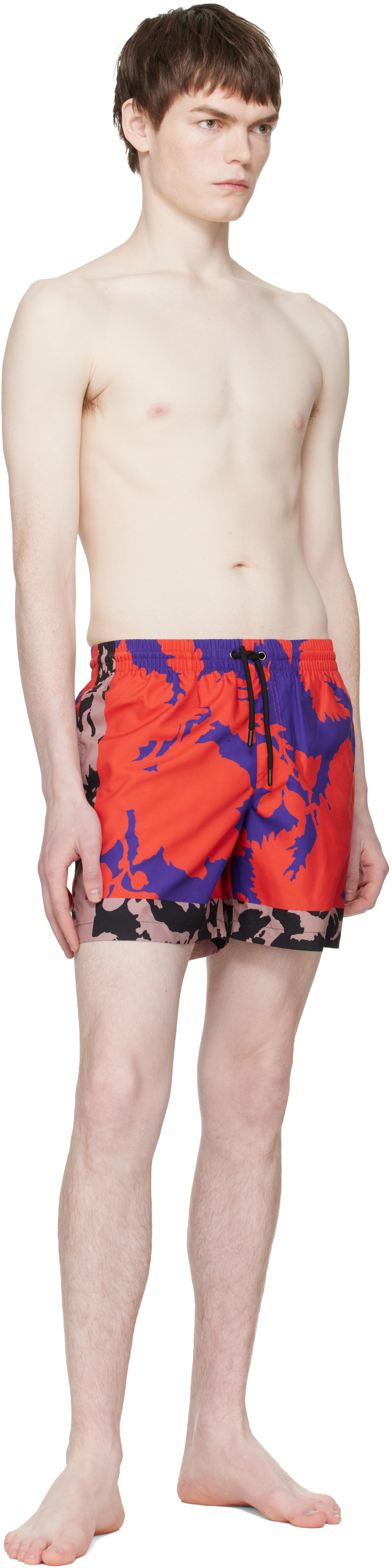 Dries Van Noten Red & Purple Printed Swim Shorts