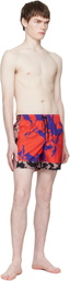 Dries Van Noten Red & Purple Printed Swim Shorts