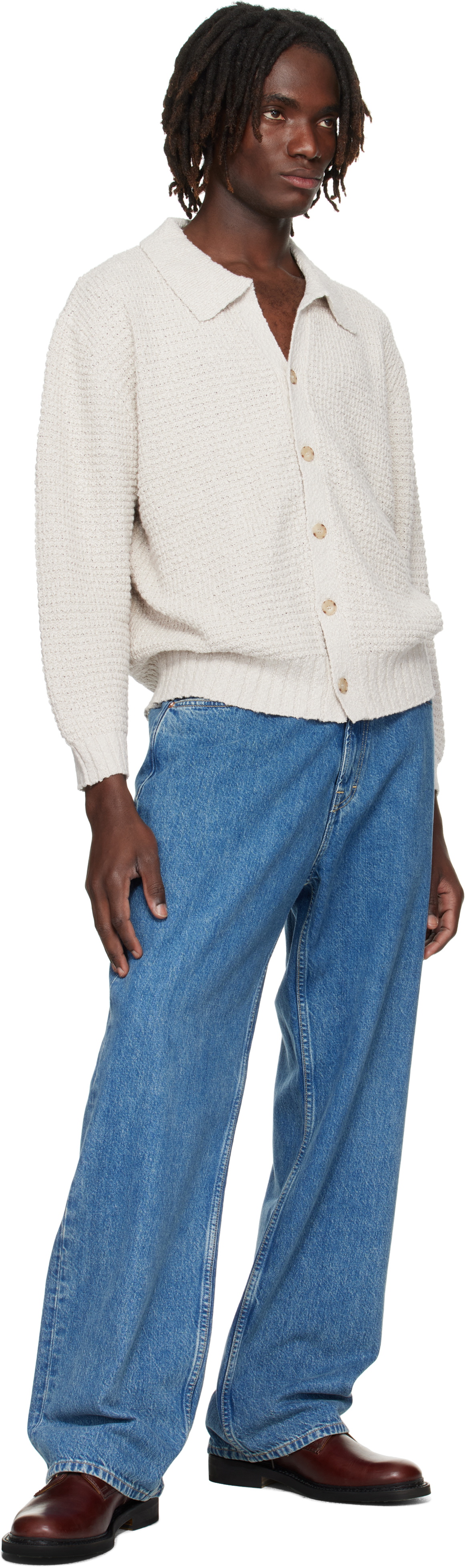COMMAS Off-White Textured Knit Cardigan