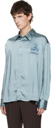 AVAVAV Blue Satin Button-Up Shirt