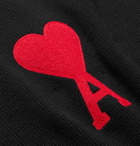 AMI - Oversized Logo-Appliquéd Cotton-Blend Sweater - Black