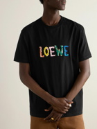 LOEWE - Slim Fit Logo-Embroidered Cotton-Jersey T-Shirt - Black