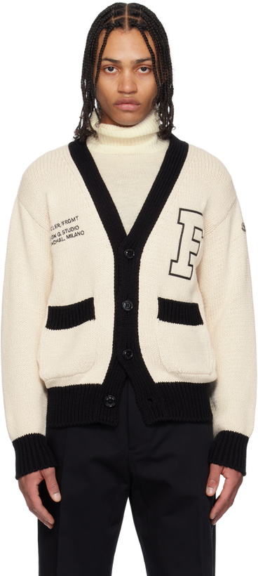 Photo: Moncler Genius Moncler x FRGMT Hiroshi Fujiwara Off-White Embroidered Cotton Cardigan