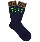 Fendi - Logo-Intarsia Stretch Cotton-Blend Socks - Navy
