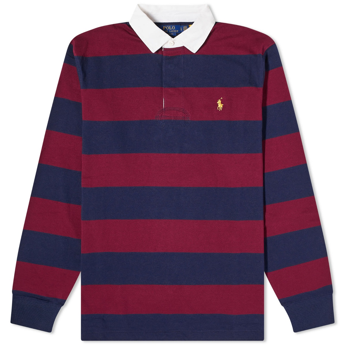 Photo: Polo Ralph Lauren Men's Stripe Rugby Shirt in Cruise Navy& Classic Wine