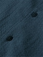 A Kind Of Guise - Gioia Convertible-Collar Fringed Cotton-Blend Seersucker Shirt - Blue
