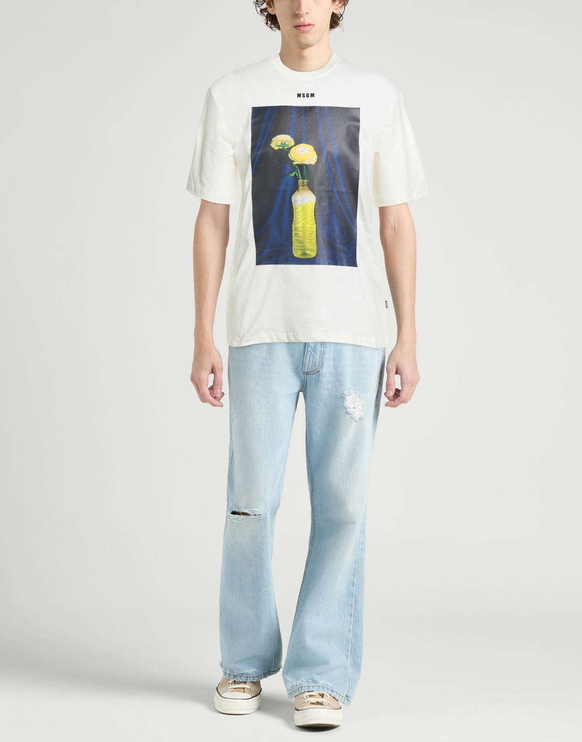Msgm Mens T-shirt Cream