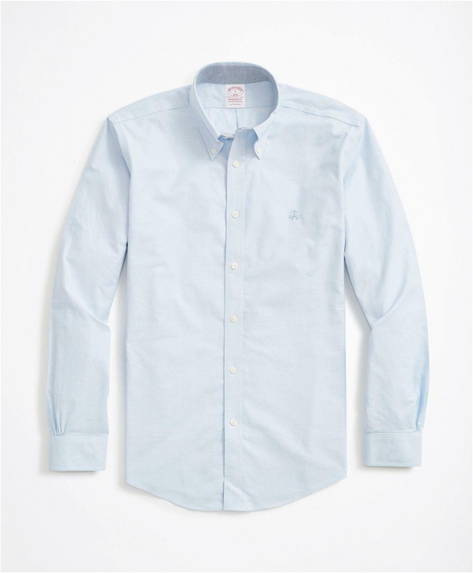 Photo: Brooks Brothers Men's Stretch Madison Relaxed-Fit Sport Shirt, Non-Iron Oxford | Blue