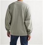 WTAPS - Club Appliquéd Logo-Embroidered Fleece-Back Cotton-Blend Jersey Cardigan - Gray