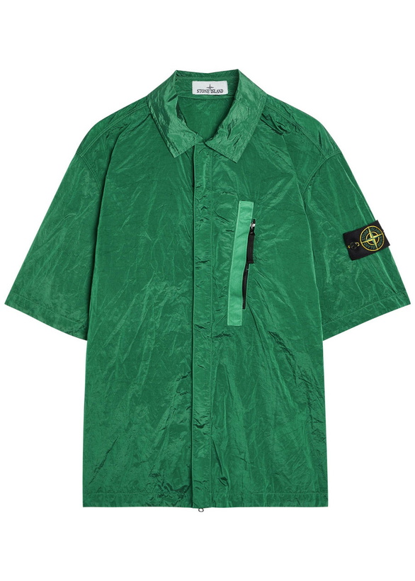 Photo: Stone Island Crinkled Nylon Overshirt Green