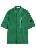 Stone Island Crinkled Nylon Overshirt Green