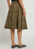Ganni Belted Leopard-print Stretch-denim Midi Wrap Skirt Khaki